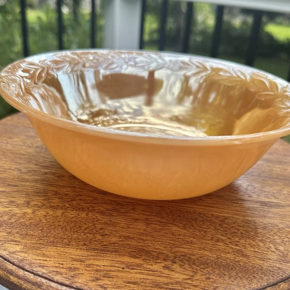 Anchor Hocking Fire King Laurel Leaf Peach Lustre 8 1/4